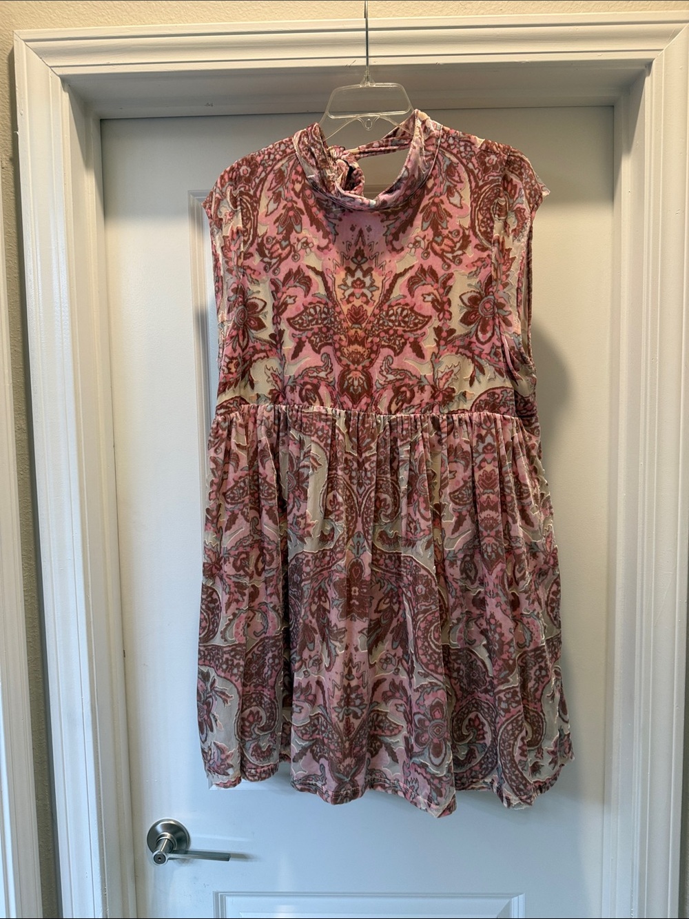 Free People Pink Paisley Mock-Neck Sleeveless Tunic